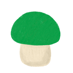 緑太っちょキノコのイラスト　クレヨン風　ⒸAtelier Funipo